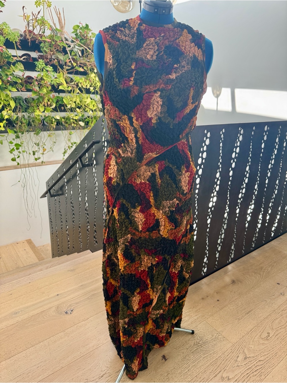 ASOS Olive, Rust & Black Textured Maxi Dress